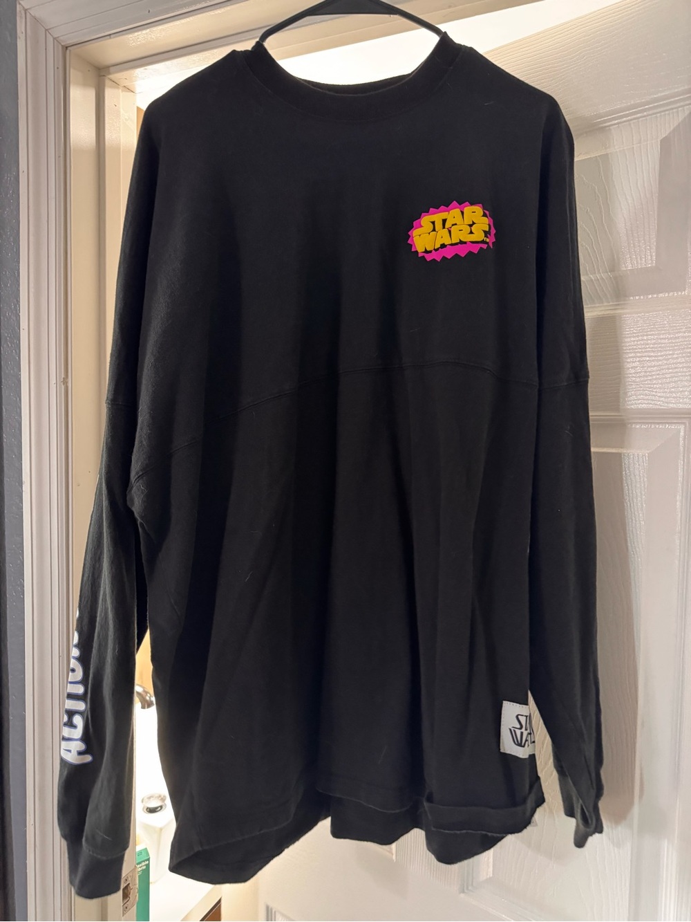 Star Wars Black Jersey Long Sleeve Tee with Pink & Yellow Logo